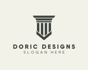 Doric - Gray Simple Pillar logo design