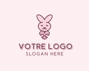 Rabbit - Heart Rabbit Pet logo design