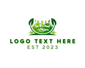 Lawn Mower Landscaping Gardening logo design