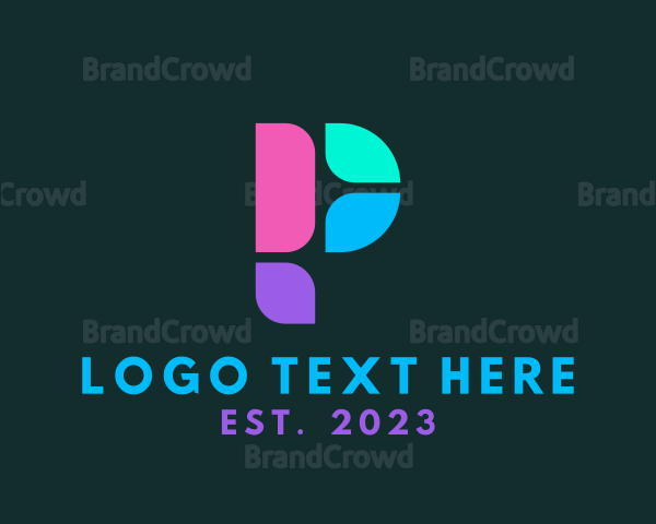 Multicolor Digital Letter P Logo