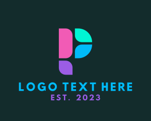 Server - Multicolor Digital Letter P logo design