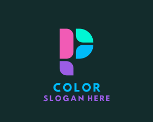 Multicolor Digital Letter P Logo