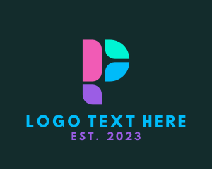 Colorful - Multicolor Digital Letter P logo design