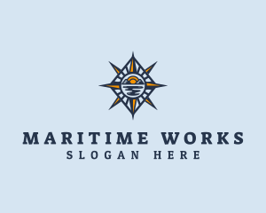 Ocean Mountain Compass  logo design