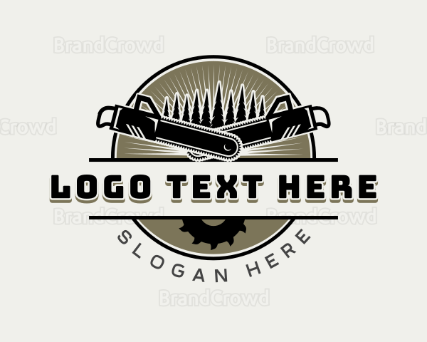 Chainsaw Tree Logging Logo