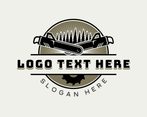 Woodcutting - Chainsaw Tree Logging logo design