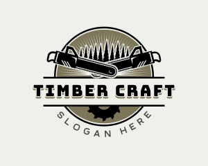 Woodcutting - Chainsaw Tree Logging logo design