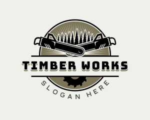 Chainsaw Tree Logging logo design