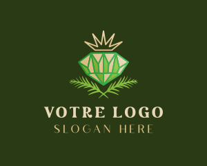 Crystal - Green Diamond Crown logo design