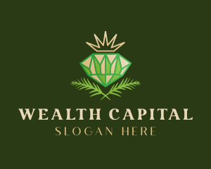 Green Diamond Crown logo design