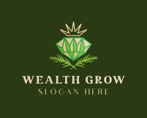 Green Diamond Crown logo design