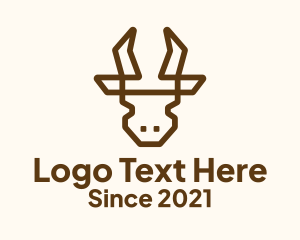 Meat Shop - Monoline Brown Cow logo design