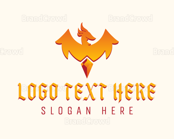 Mythological Phoenix Gem Logo