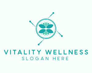 Wellness Needle Leaf logo design