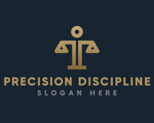 Discipline - Justice Scales Man logo design