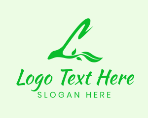 Vegan - Organic Green Plant Letter L logo design