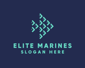 Geometric Marine Fish logo design