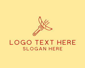 Hot Dog Stand - Hot Dog Sausage Fork logo design