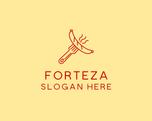 Hot Dog Sausage Fork  logo design