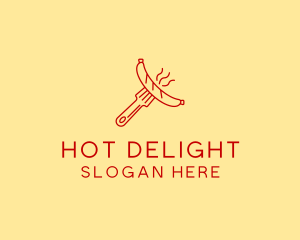 Hot Dog - Hot Dog Sausage Fork logo design