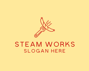Steam - Hot Dog Sausage Fork logo design
