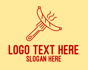 Hot - Hot Dog Sausage Fork logo design