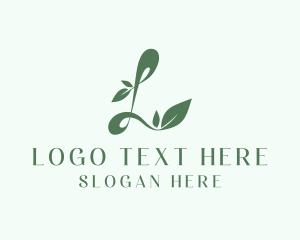 Vegetarian - Green Vine Letter L logo design