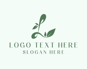 Vegan - Green Vine Letter L logo design