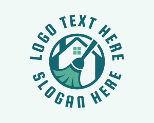 Sweeping - House Cleaning Broom logo design