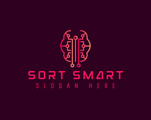 Artificial Intelligence Circuit Brain logo design