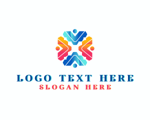 Friendship - People Team Community logo design