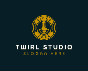 Microphone Podcaster Studio logo design