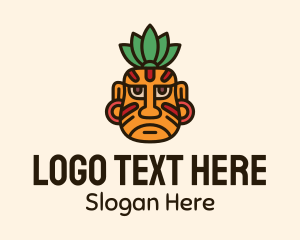 Aztec-culture - Ancient Mayan Warrior Face logo design
