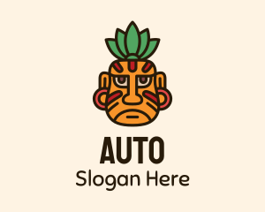 Ancient Mayan Warrior Face Logo