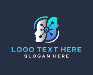 Iq - Digital Head Artificial Intelligence logo design