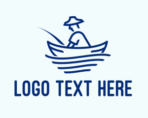 Fisheries - Blue Fisherman Boat logo design
