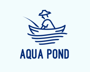 Blue Fisherman Boat logo design