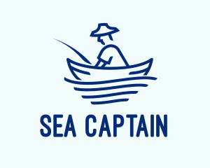 Blue Fisherman Boat logo design