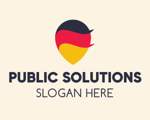 Government - German Flag Location Pin logo design