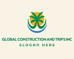 Trip - Tree Beach Sun logo design