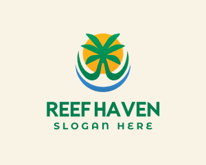 Reef - Tree Beach Sun logo design