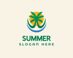 Tree Beach Sun logo design