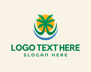 Travel - Tree Beach Sun logo design