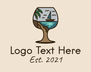 Island - Tropical Boat Glass logo design