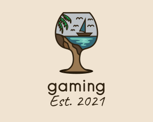 Wine - Tropical Boat Glass logo design