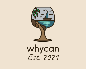 Wine Bar - Tropical Boat Glass logo design