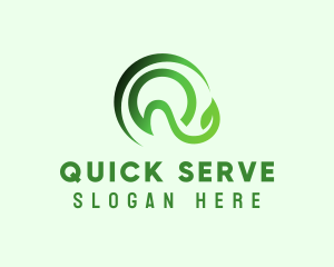 Green Leaf Letter Q logo design