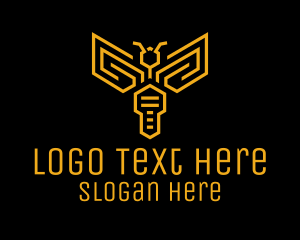 Bee Sting - Yellow Key Wasp Outline logo design