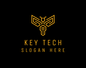 Yellow Key Wasp Outline logo design