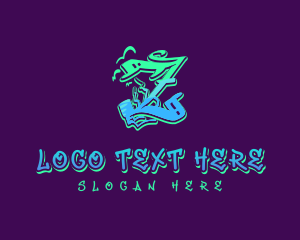 Teenager - Neon Graffiti Letter Z logo design